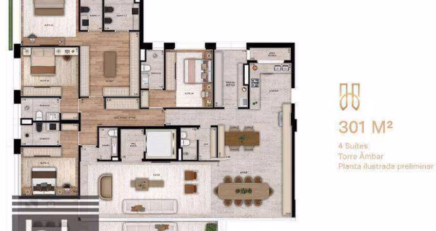 Apartamento com 4 dormitórios à venda, 301 m² por R$ 9.678.773,82 - Ibirapuera - São Paulo/SP