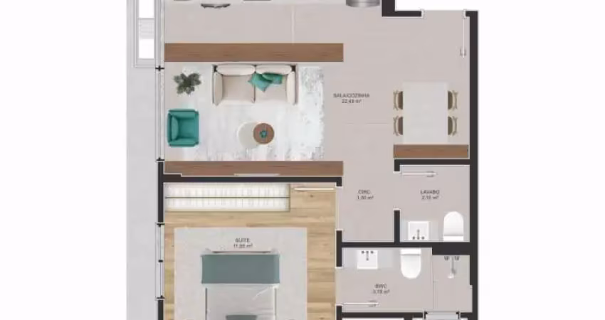 Centro | Apartamento 1 suíte + 1 vaga e hb