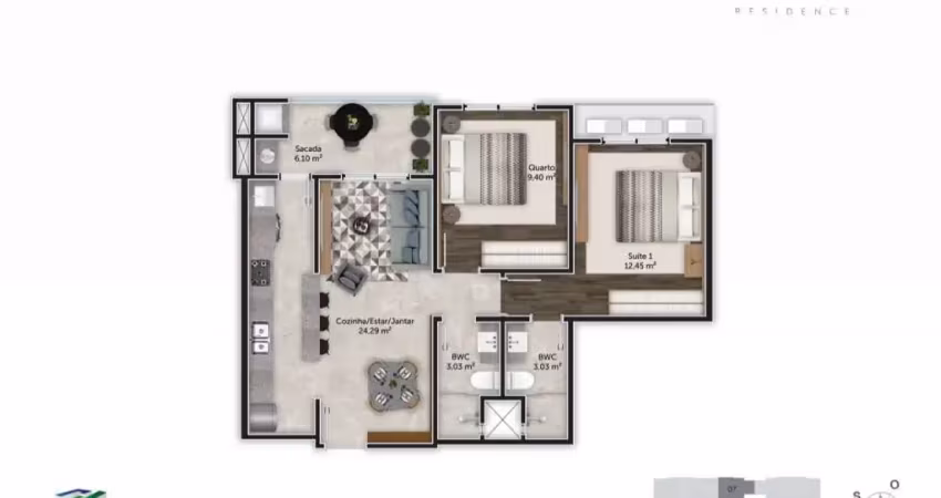 Trindade | Apartamento 2 dorms (1 suíte) + 1 vg