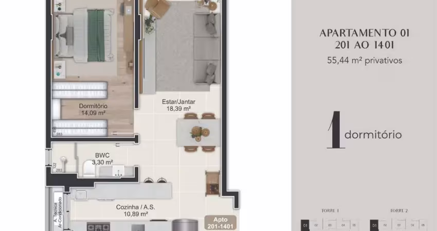 Venda | Apartamento 1 quarto