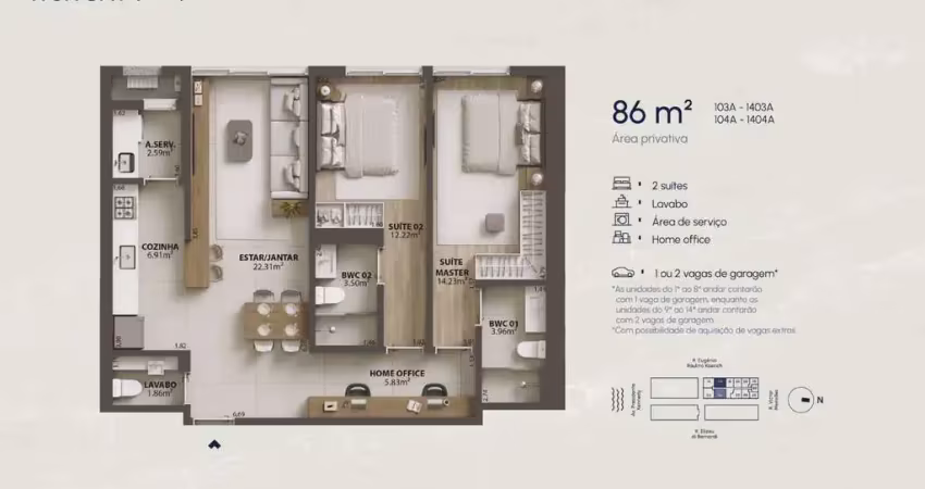 Apartamento com 2 quartos à venda na Rua Eugênio Raulino Koerich, 100, Campinas, São José