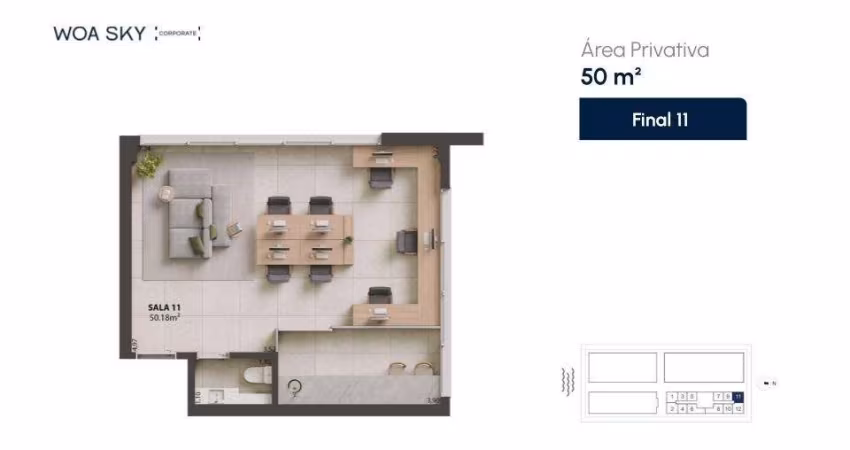 WOA Sky | Sala comercial com garagem