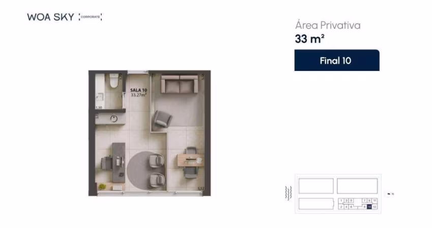 WOA Sky | Sala comercial com garagem