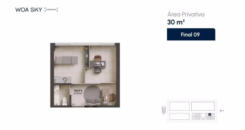 WOA Sky | Sala comercial com garagem