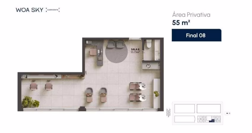 WOA Sky | Sala comercial com garagem