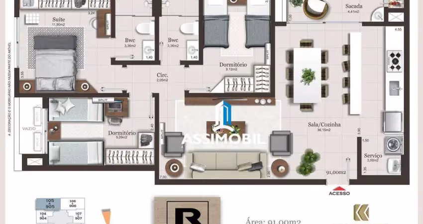 Apartamento com 3 dormitórios à venda, 91 m² por r$ 1.060.000,00 - pedra branca - palhoça/sc