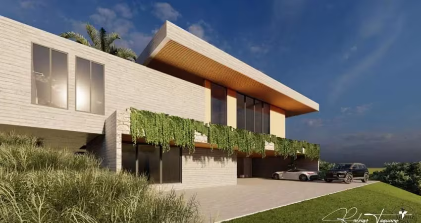 Casa moderna em construção no aldeia do vale com 4 suítes, elevador panorâmico e lazer completo