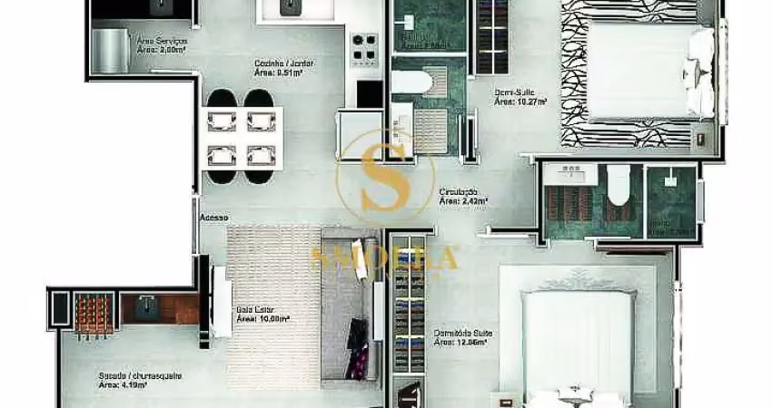 Apartamento com 2 quartos à venda no Balneário Perequê, Porto Belo 