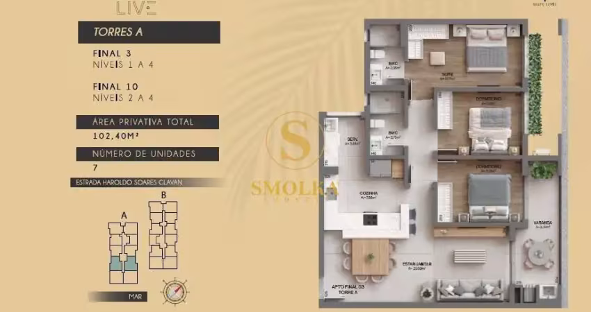 Apartamento com 3 quartos à venda na Estrada Haroldo Soares Glavan, Cacupé, Florianópolis