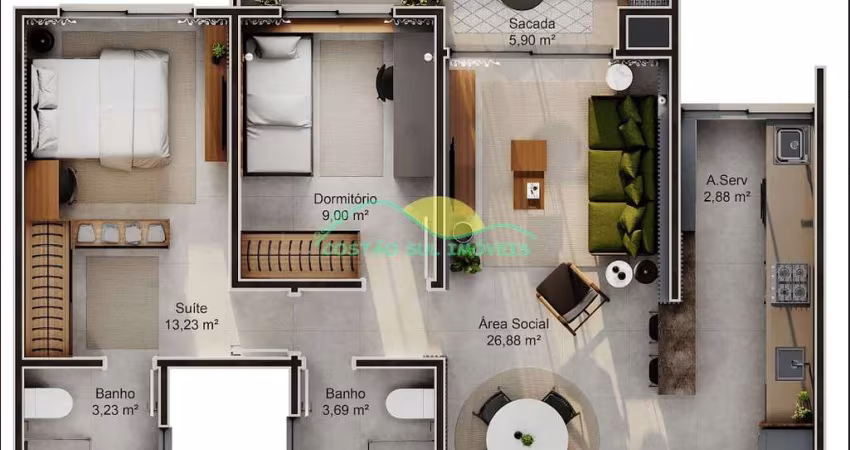 Apartamento de 2 quartos à venda, Saco Grande, Florianópolis, SC