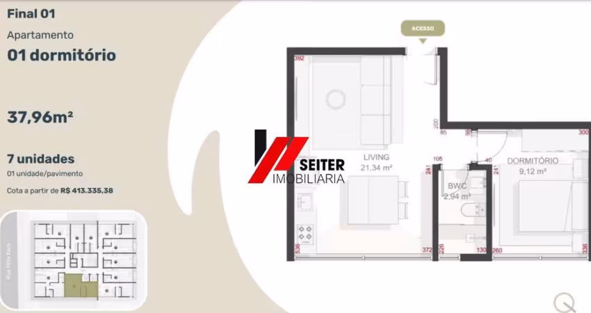 Apartamento com 1 dormitório a venda no Teahupoo Santa Mônica