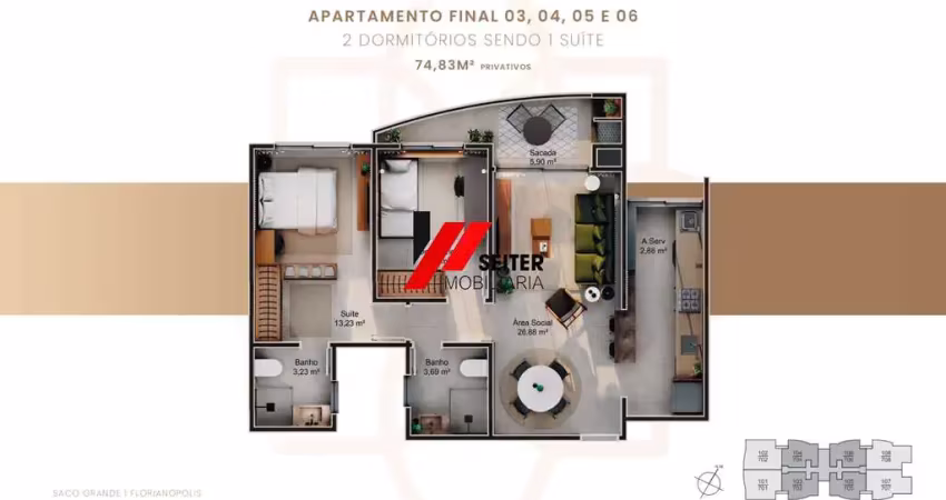 Amplo apartamento a venda no Jardim do Oriente em Florianópolis