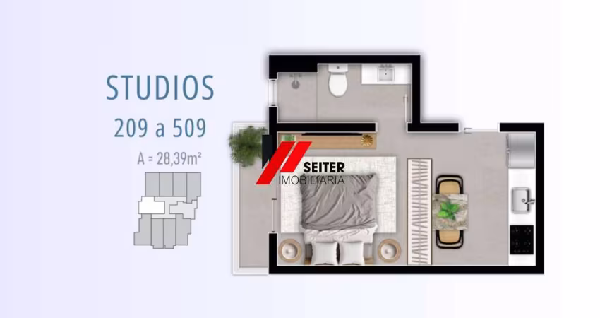 Apartamento tipo studio na Trindade em Florianópolis ótima opção para investidores e estudantes.