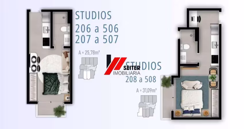Studio perto da UFSC compacto à venda na Trindade
