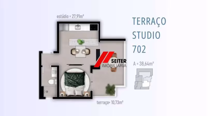 Studio cobertura à venda com 38m2 no bairro Trindade em Florianópolis.