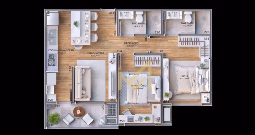 Apartamento com 2 dormitórios, 1 suíte à venda, 65 m² por R$ 876.150 - Região do Lago - Cascavel/PR