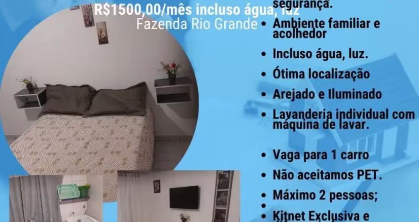 Kitnet 1 dormitório– 35m2 por r$1500,00/mês – fazenda rio grande