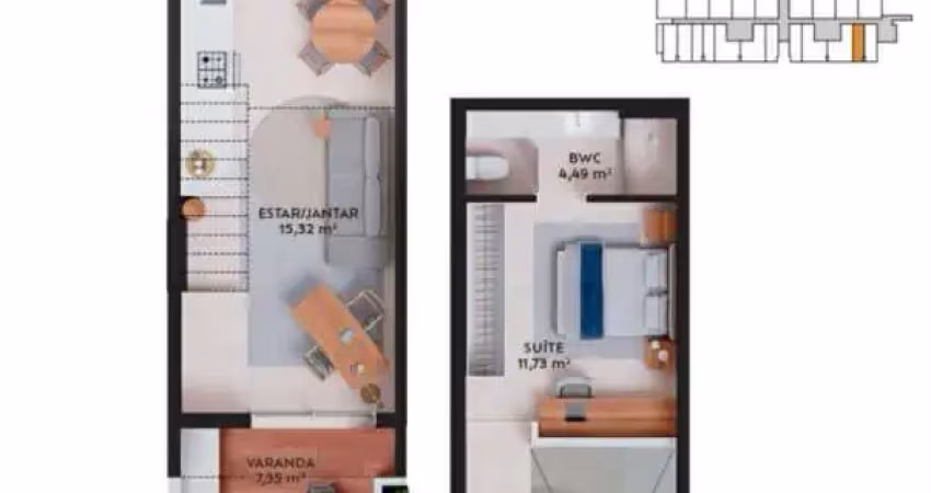 Apartamento com 1 quarto à venda na Rua da Praça, --, Pedra Branca, Palhoça