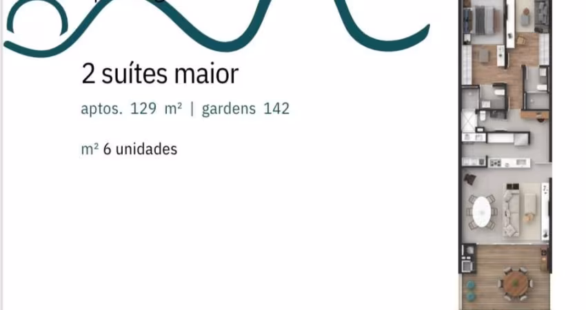 Apartamento de 2 quartos sendo os 2 suítes e 129,72m² em Cacupé