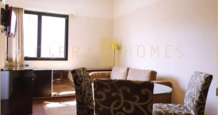 Flat mobiliado à venda, com 35m², totalmente mobiliado e localizado no coração do Jardim Paulista.