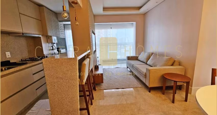Apartamento mobiliado, para venda e locação, com 1 suíte, 2 banheiros e lazer completo em localizaç