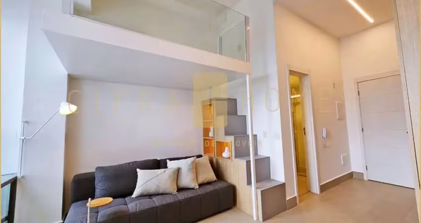 Studio mobiliado de 29m² com mezanino, ar condicionado e vista deslumbrante da cidade de são paulo.