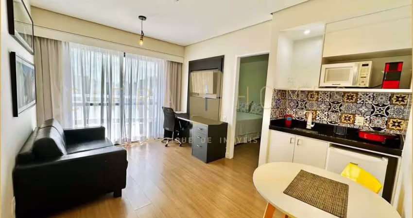 Flat para locação, mobiliado, com 35m², 1 dormitório, 1 vaga, no melhor de moema