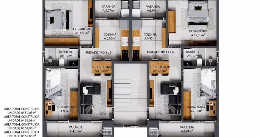 Apartamentos com 2 quartos, centro norte - schroeder