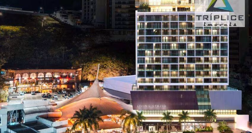 Studio com varanda gourmet, lazer no rooftop. Moderno e rentável com localização privilegiada e integrado ao shopping Spazio Design. Gestão completa!