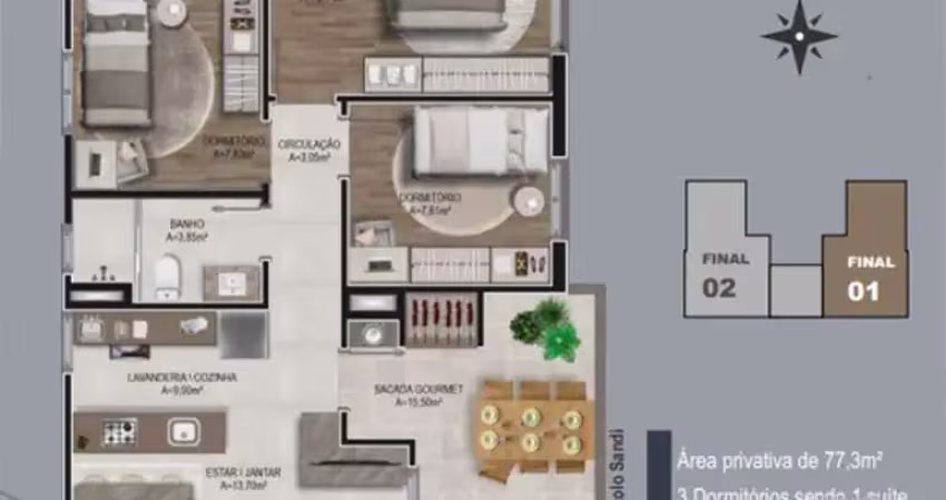 Apartamento com 3 quartos à venda no São Virgílio, Caxias do Sul 
