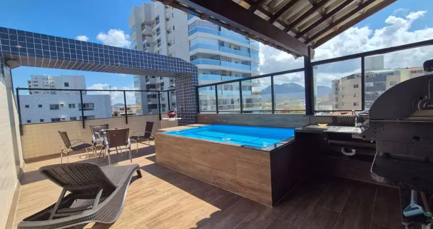 Cobertura duplex na praia do morro em guarapari es, com 3 quartos, sendo 2 suítes, terraço com piscina e churrasqueira e 2 vagas de garagem
