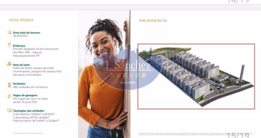 Apartamento para Venda em Itaquaquecetuba, Jaguari, 2 dormitórios, 1 banheiro, 1 vaga