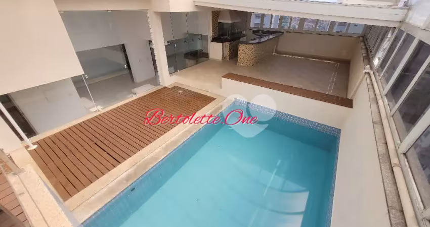 Cobertura duplex para venda, 387m2, 4 quartos (2 suítes), piscina, área gourmet. 4 vagas, água fria