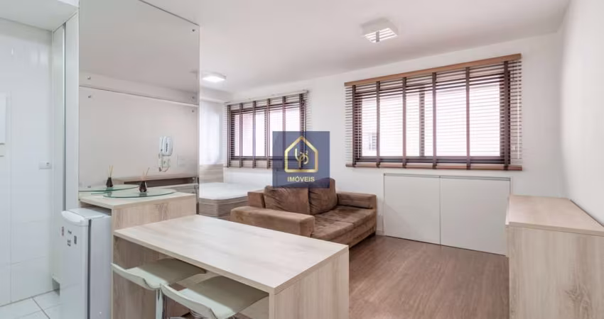Apartamento / Studio decorado e mobiliado com 1 suíte à venda. São 31,50 m² privativos por R$ 370.000 no bairro Jardim Botânico em Curitiba/PR