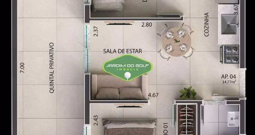 Apartamento com 02 dormitórios e quintal privativo na Vila São Pedro, Campo Grande - Lançamento exclusivo