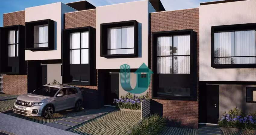 Sobrado duplex novo em condominio fechado com 3 quartos, sendo 1 suite e 2 vagas - santa felicidade