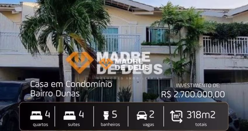 Casa em condomínio fechado com 4 quartos à venda na Rua Teatrólogo Silvano Serra, 570, Dunas, Fortaleza
