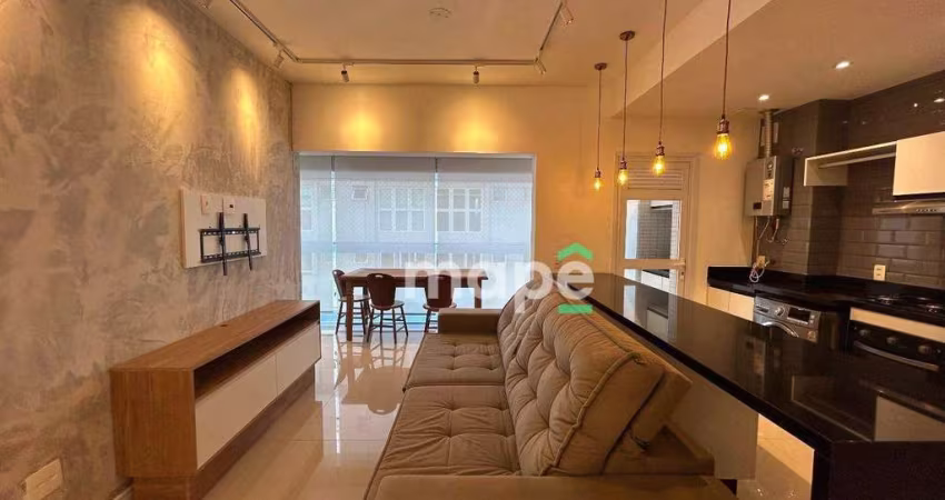 Apartamento com 1 dormitório para alugar, 57 m² por R$ 6.500,00/mês - Gonzaga - Santos/SP