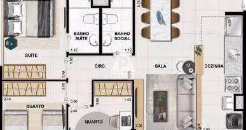 Apartamento 3 quartos uma suite vaga condomínio etehe residencial