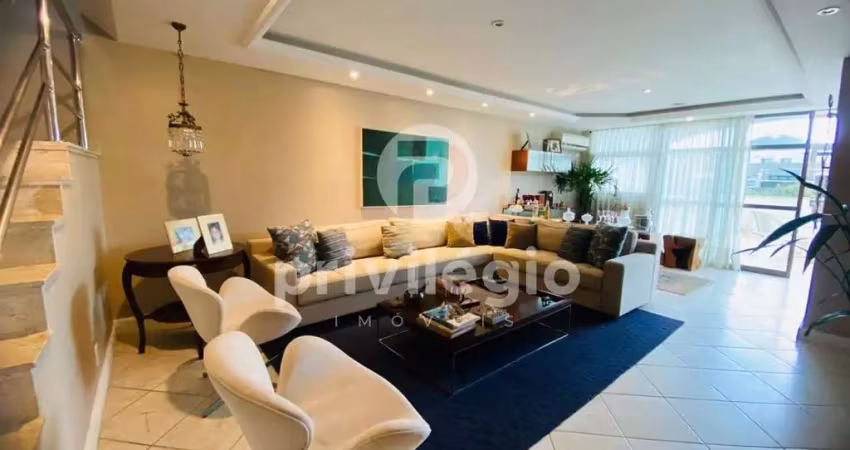 Cobertura duplex, 5 quartos sendo 4 suítes, 3 vagas no jardim oceânico com vista para a pedra da gávea