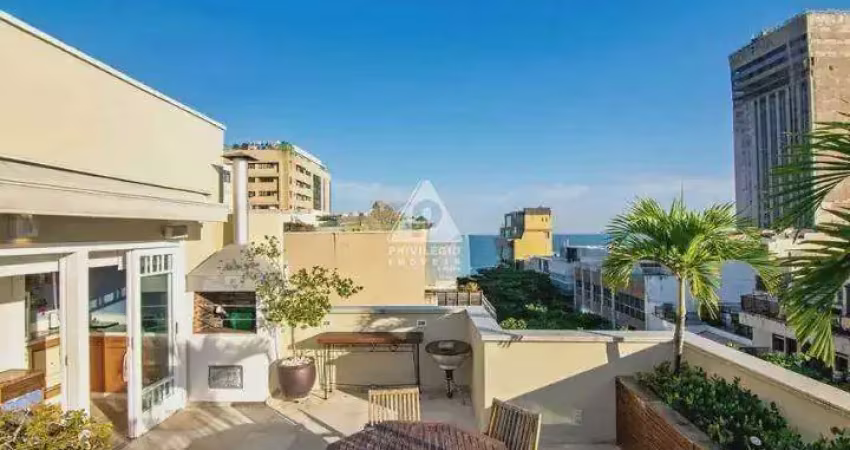 Raridade: cobertura duplex | 4 quartos (2 suítes) | vista mar | 2 vagas | piscina e churrasqueira | leblon