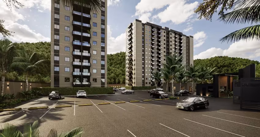 Apartamentos 49m² 2 quartos com varanda, sem vaga, condomínio fechado com área de lazer completa em duque de caxias