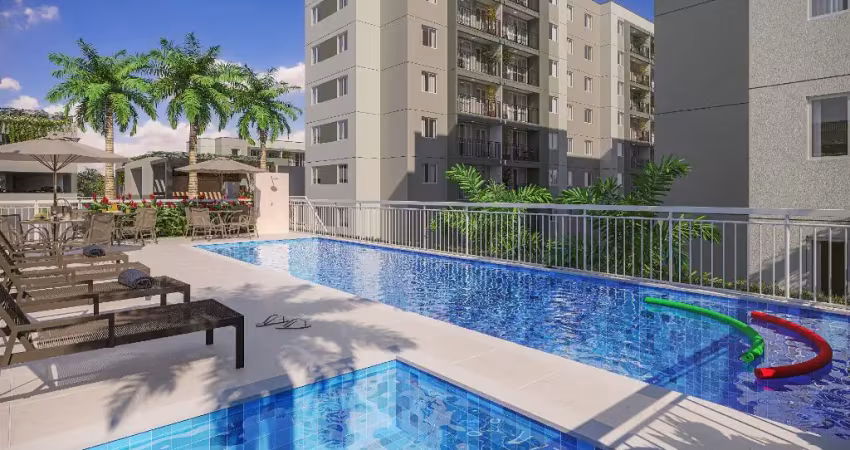 Apartamentos 50m² 2 quartos, varanda, suíte, condomínio fechado com área de lazer no pechincha