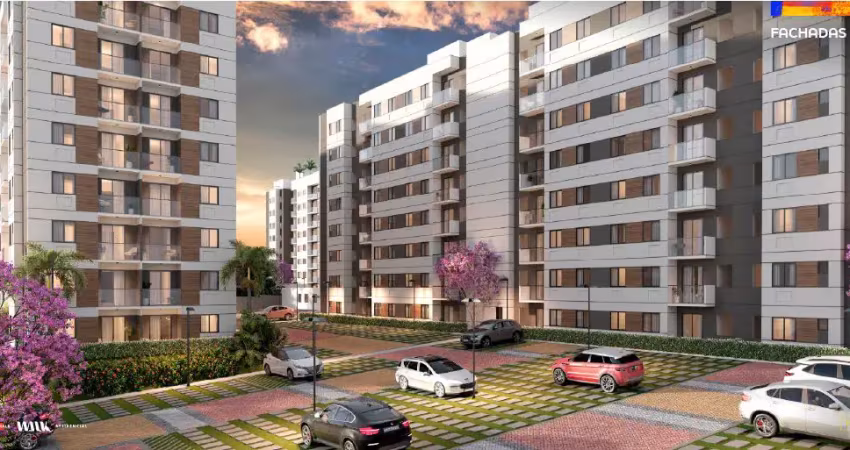Apartamentos 2 quartos com varanda, sem vaga, condomínio fechado e área de lazer no pechincha