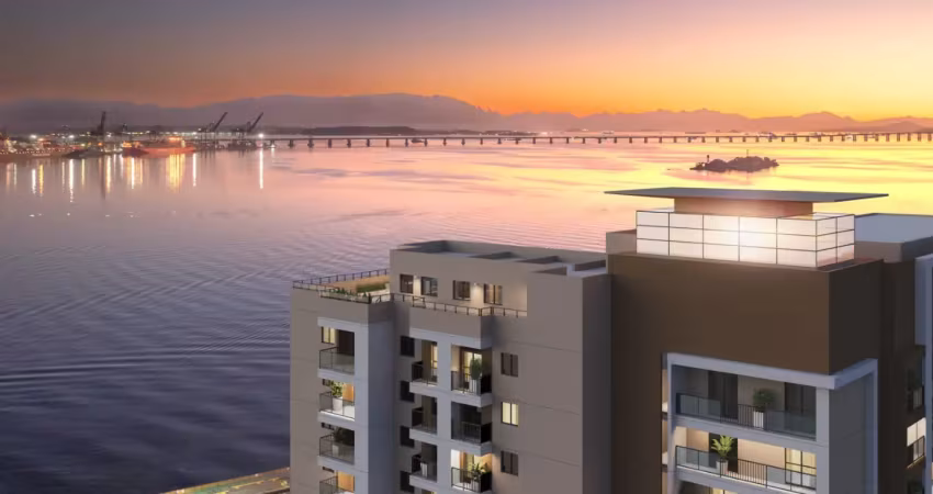 Lançamento double studio 2 quartos vista para a baía (54m²) 2 quartos com varanda, condomínio fechado, área de lazer no porto maravilha