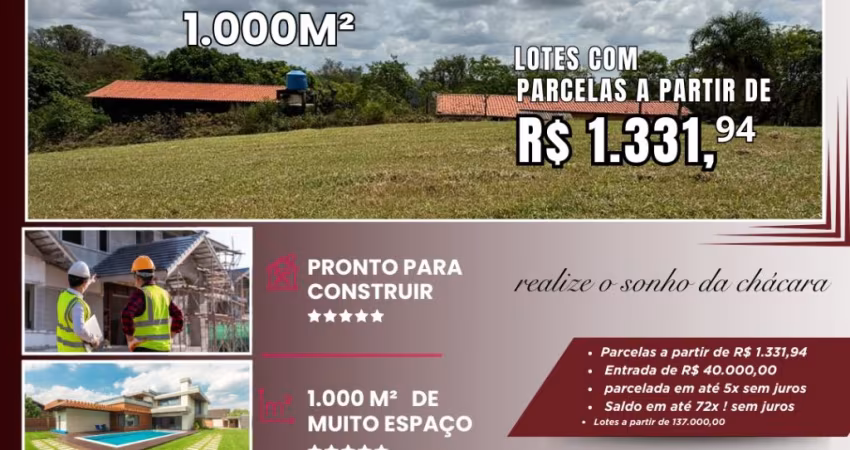 TERRENOS DE 1000 METROS PERTO DO PARQUE DA CACAU SHOW