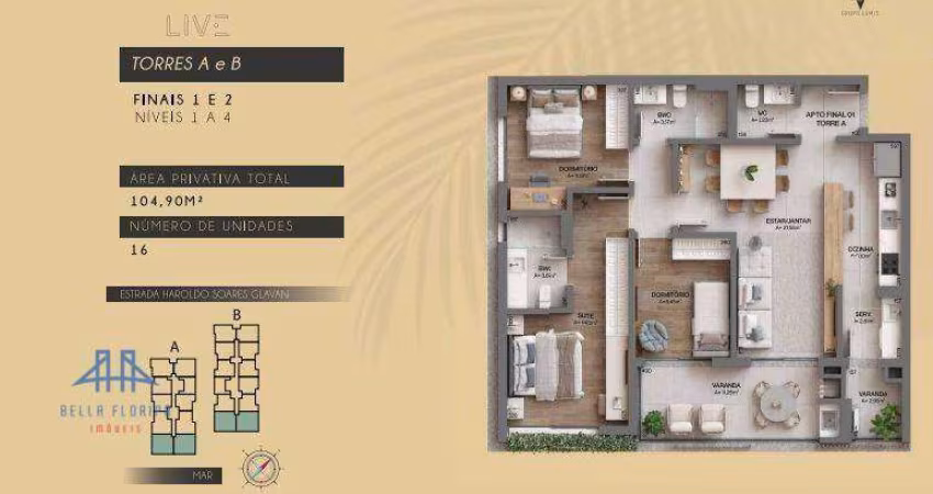 Apartamento com 3 dormitórios à venda, 104 m² por R$ 2.227.000,00 - Cacupé - Florianópolis/SC