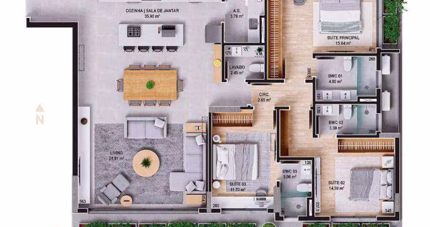 Apartamento com 3 dormitórios à venda, 141 m² por R$ 4.153.516,00 - Centro - Florianópolis/SC