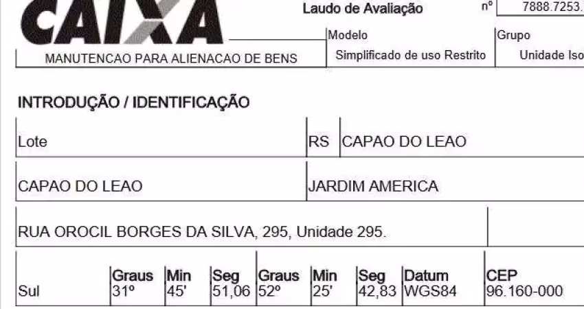 Oportunidade única em capao do leao - rs | tipo: terreno | negociação: venda online  | situação: imóvel