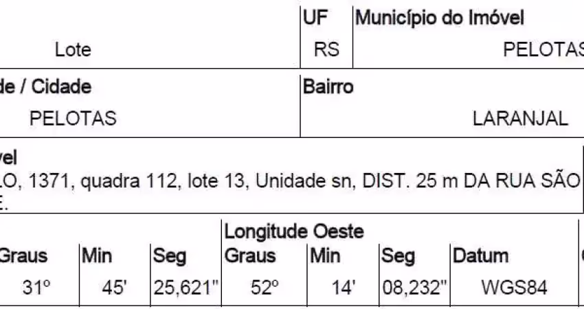 Oportunidade única em pelotas - rs | tipo: terreno | negociação: venda online  | situação: imóvel